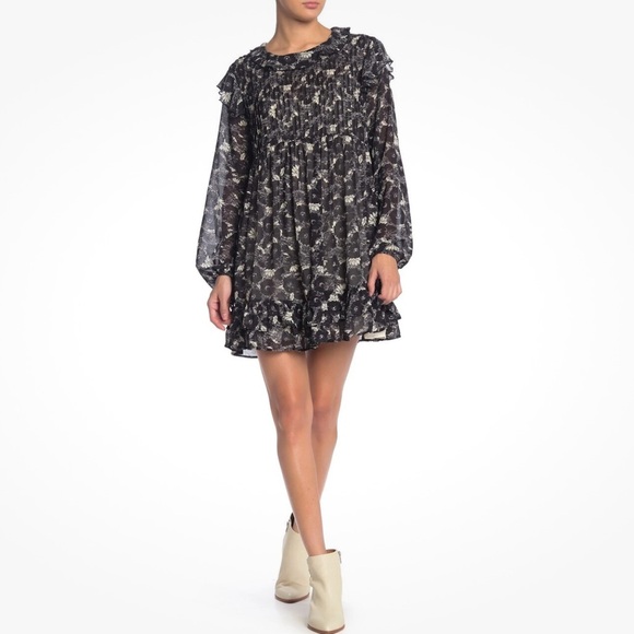 Free People These Dreams Ruffled Floral Mini Dress - Picture 1 of 14